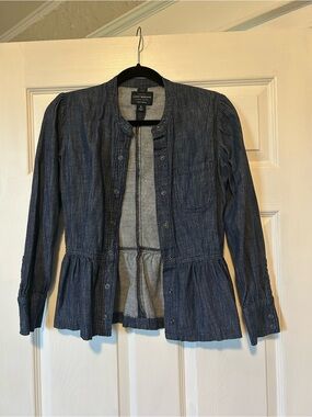 Lucky Brand Dark Blue Denim Peplum Snap-Front Jacket